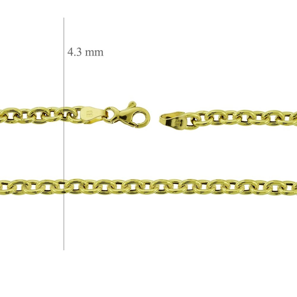 32" Cable Rolo Link Chain Necklace 18K Yellow Gold Made In Italy - Picture 3 of 3